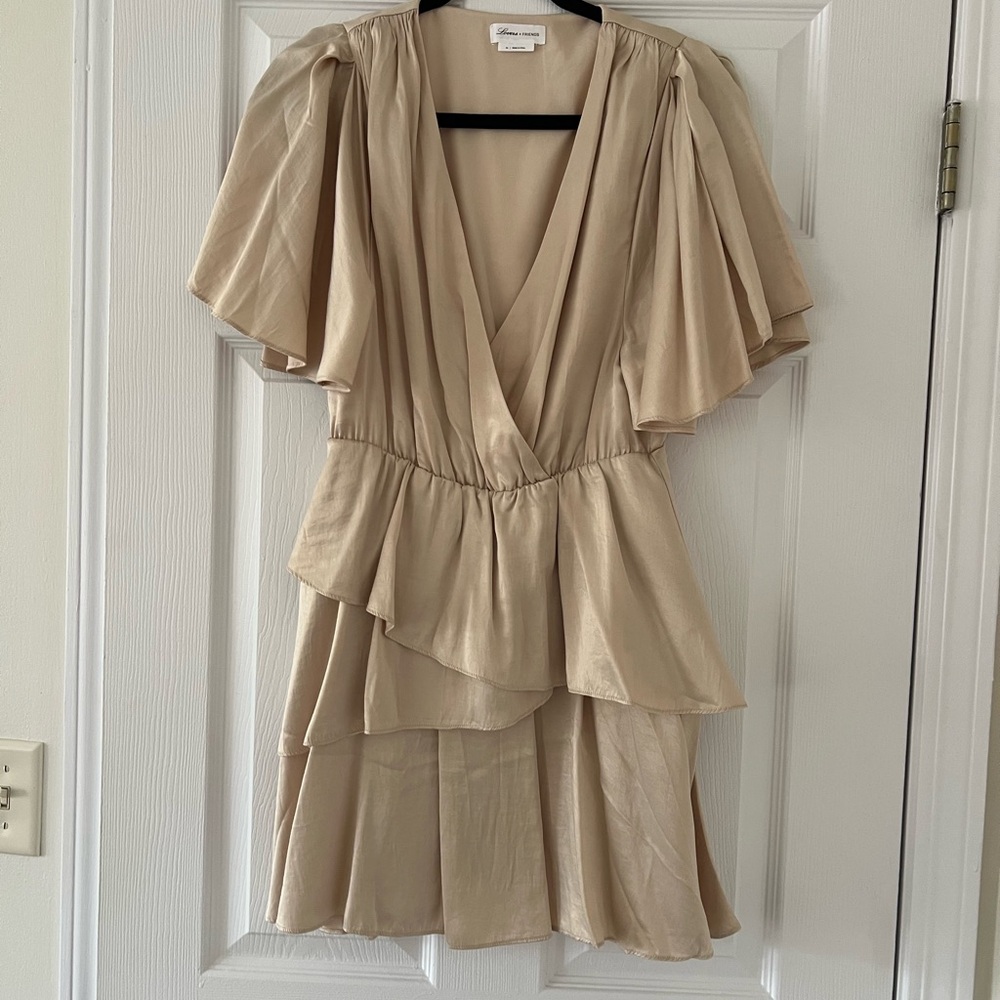 Lovers + Friends Beige Layered Mini Dress